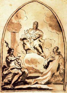 Madonna Col Bambino, I Santi Bruno E Giovanni Battista — Luca Giordano, Italian Renaissance