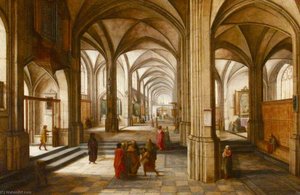 An Imaginary Church Or Cathedral Interior ( ), With A Biblical Scene — Hendrick Van Steenwijck The Younger