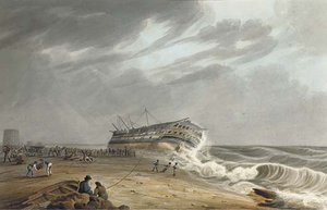 The Honourable [east India] Company's Ship Thames On Shore At Eastbourne — William John Huggins