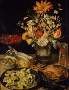 Still-life With Flowers And Snacks — Georg Flegel, Baroque