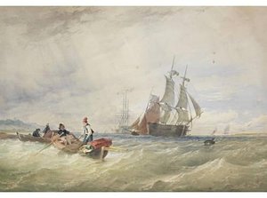 Fishermen Offshore Laying Their Nets — Thomas Sewell Robins