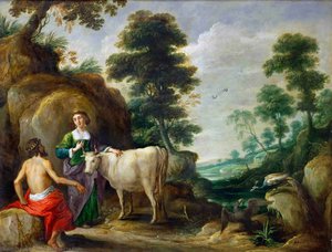 Io, Transformed Into A Cow, Is Handed To Juno By Jupiter — David Teniers The Elder