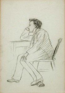 Young Man Resting On Hand — John Ottis Adams