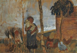 Children And Chickens In Front Of Landscape — Paula Modersohn-becker, Early Expressionism