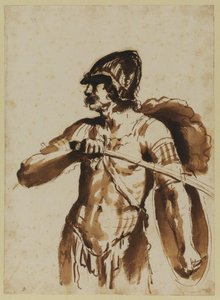 Warrior - Study For 'hersilia Separating Romulus And Tatius' — Guercino