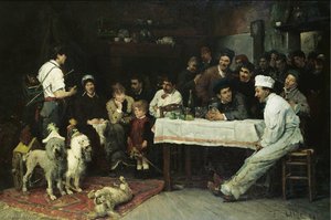 The Performing Dogs — Fritz Von Uhde, Impressionism