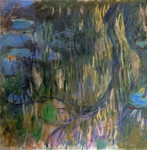 Water-lilies, Reflections Of Weeping Willows (left Half) — Claude Monet, Impressionism