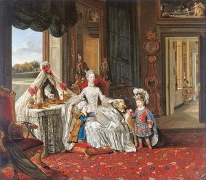 Queen Charlotte (1744-1818) With Her Two Eldest Sons — Johann Zoffany, Rococo