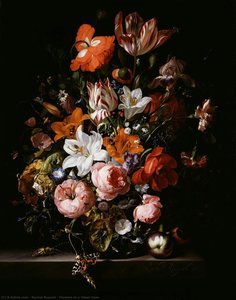 Flowers In A Glass Vase — Rachel Ruysch