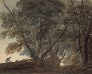 The Goatherd: View On The Galleria Di Sopra Above The Lake Of Albano — John Robert Cozens