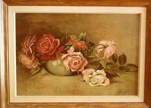 Roses In A Bowl, (painting) — Lora Normington Lapham