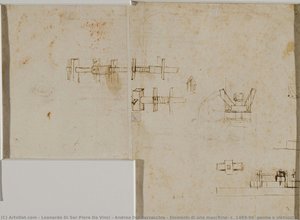Elementi di una macchina, c. 1489-90 (penna e inchiostro bruno su carta)