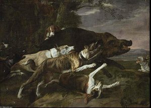 Hounds Assailing A Boar — Boel Pieter (boule)
