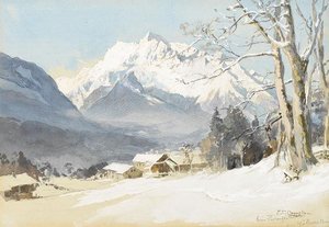Deutsch Blick Von Zwingerlehen Am Kälberstein Bei Bischofswiesen Auf Den Hochkalter — Edward Theodore Compton