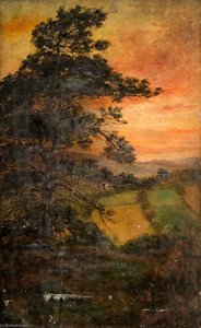 Landscape With A Tree At Sunset — George Cartlidge