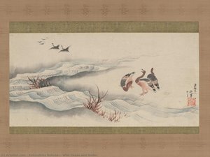 Wild Geese And Water — Katsushika Hokusai