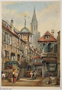 View Of The Courtyard Of Corbeau In Strasbourg — Samuel Prout