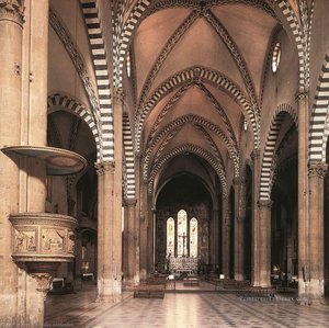 View Along The Nave To The Tornabuoni Chapel — Domenico Ghirlandaio