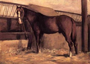 Yerres, Reddish Bay Horse In The Stable — Gustave Caillebotte