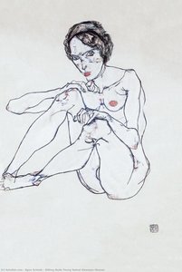 Sitting Nude Young Naked Viennese Woman — Egon Schiele