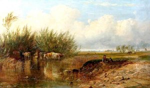 Landscape With A Boy And Cattle — James Walsham Baldock