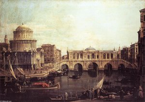 Capriccio: The Grand Canal, With An Imaginary Rialto Bridge And Other Buildings — Canaletto, Venetian Renaissance