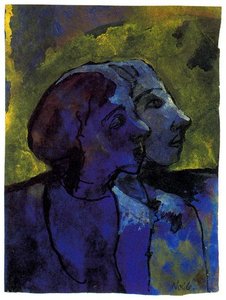 Blue Couple (in Profile) In Sidelight — Emile Nolde