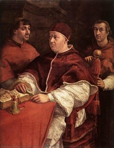 Pope Leo X With Cardinals Giulio De' Medici And Luigi De' Rossi — Raphael, High Renaissance