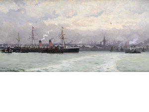 The Cunard Liner S.S. Servia In The Mersey
