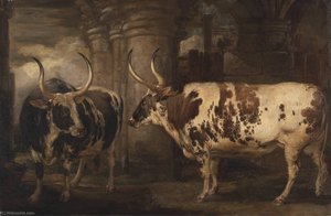 Portraits Of Two Extraordinary Oxen, The Property Of The Earl Of Powis — James Ward, Romanticism