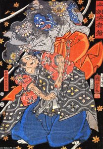 Taira Koresshige Attacked By A Demon — Utagawa Kuniyoshi, Ukiyo-e