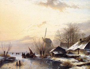 Scaters At Koek En Zopie Sun — Andreas Schelfhout, Romanticism