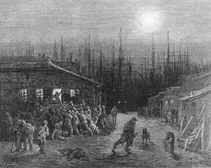 The Docks Night Scene — Paul Gustave Doré, Romanticism