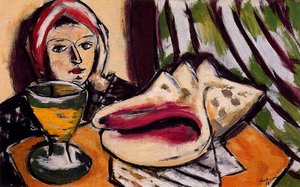 Woman With Large Shell And Wine Glass — Max Beckmann