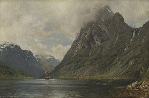 Fjord Landscape With Steamer — Anders Monsen Askevold