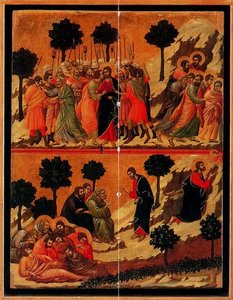 La Maestá. El Prendimiento De Cristo Y La Oración En El Huerto — Duccio Di Buoninsegna, Gothic Art