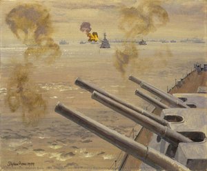 Hms 'mauritius' And Hms 'roberts' Bombarding Targets Near Caen, 18 July 1944 — Stephen Bone