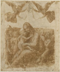 Madonna Of Humility, Crowned By Two Flying Angels And Surrounded By Six Other Angels — Raphael