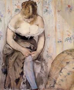 Woman Fastening Her Garter — Édouard Manet