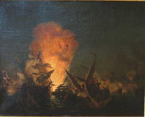 Bataille Navale Nocturne, Palerme, 31 Mai 1676 — Ambroise Louis Garneray