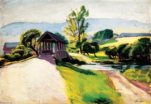 Sunlit Landscape With Bridge — Bertalan Pór