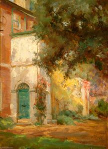 Porch, Side Of House And Tree — Percy Harland Fisher, Impressionism