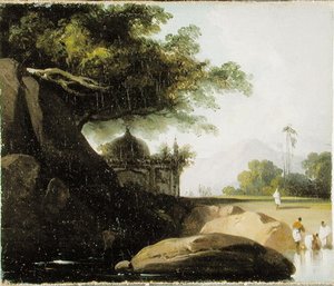 Indian Landscape With Temple, C.1815 — George Chinnery