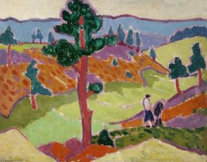 Landscape With Figures — Jessica Dismorr, Expressionism