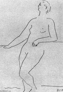 Mujer Desnuda De Pie Apoyándose — Pablo Picasso, Cubism