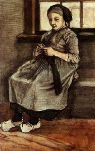 Woman Mending Stockings — Vincent Willem Van Gogh, Post-impressionism