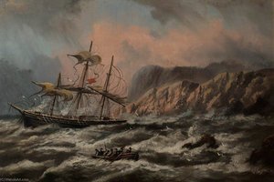 Seascape With A Shipwreck, Aberystwyth — Alfred Worthington