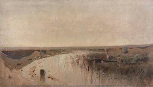 Big Summer Landscape With The River. Bathing — Baron László Mednyánszky, Ladislaus Josephus Balthasar Eustachius Mednyánszky