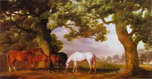Mares And Foals In A Wooded Landscape — George Stubbs