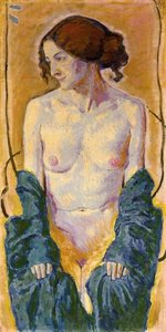 Female Nude With Blue Shawl — Koloman Moser